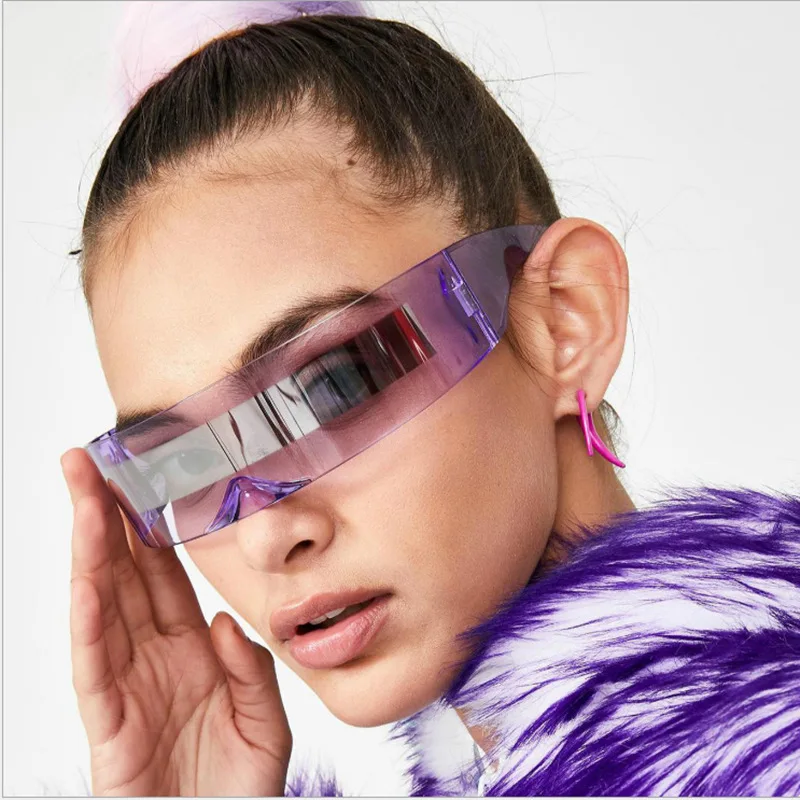 

DCOPTICAL 2021 Live Show One Piece Flexible Sun Glasses Oversize Shield Modern Urban Punk Women Sunglasses