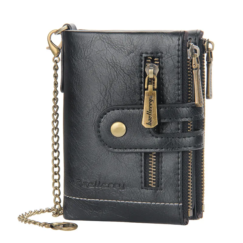 

Baellerry brand men small short wallet With Chain card holder slim money clips coin purse for men billeteras, Custom