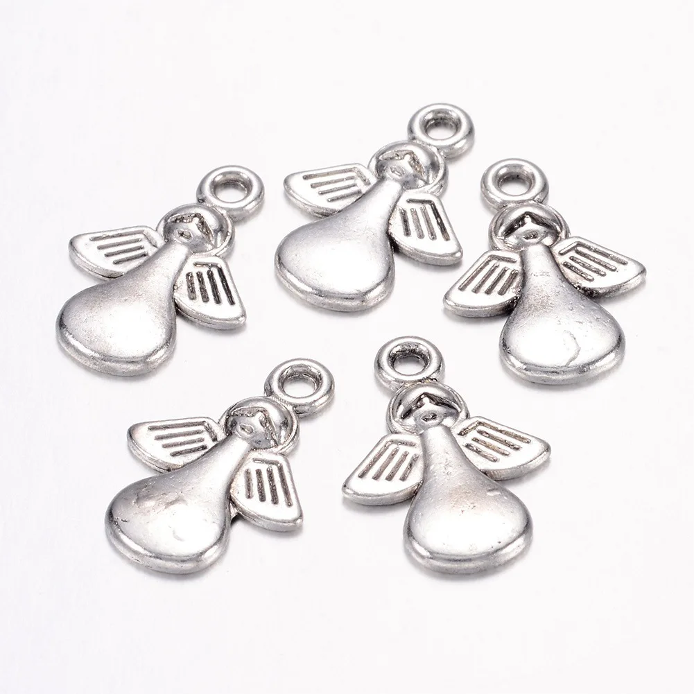 

Hobbyworker Vintage Tibetan Silver Alloy Angel Charms Pendant for Earrings Necklace Jewelry Making Supplies