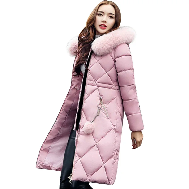 

Autumn And Winter Cotton-padded women's long fur collar down cotton-padded woman coat jacket