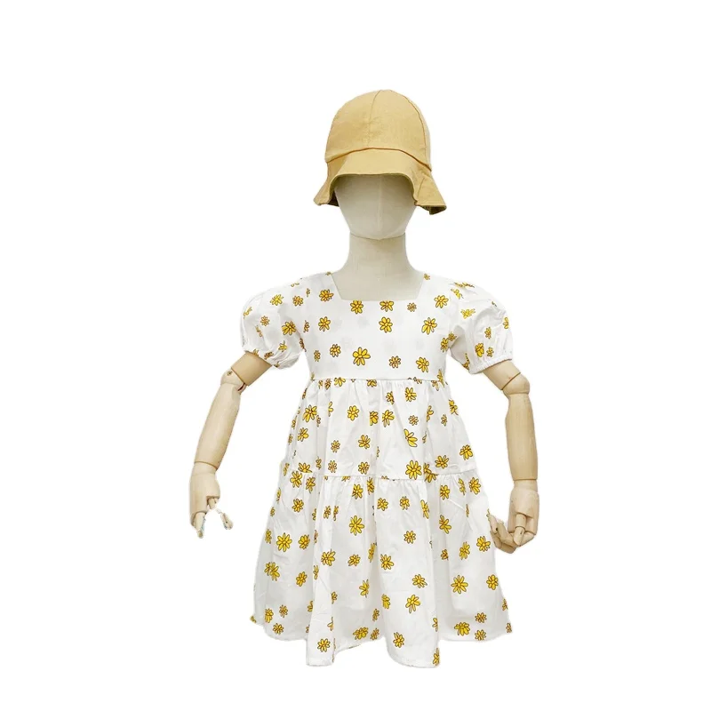 

2021 girls dress, ordinary Korean fashion casual summer v-neck cotton girls baby oem summer princess dress short sleeve style pa, Picture shows