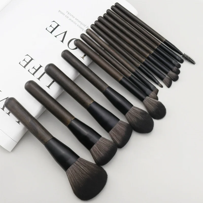 

Custom Logo 14 pcs ProfessionalBest OEM Wholesale Custom Packing Professional Wooden Handle Soft makeup brush