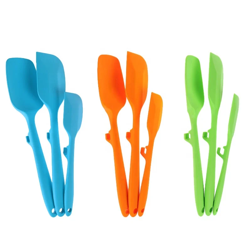 

Kitchen Tools Gadgets Nonstick Cooking Utensils Lazy Spoonula Solid Slotted Spoon 3 Piece Set With Built In Notch, Green, blue, orange