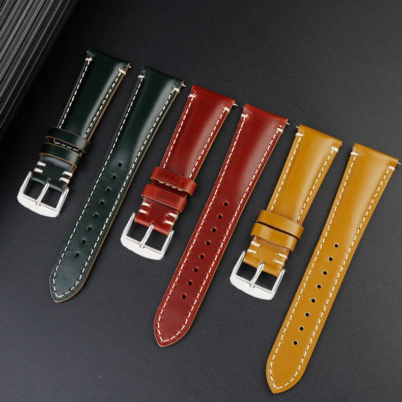 

Handmade Shell Cordovan Tapered Genuine Leather Vintage Style Watch Bands 20/22/24mm Luxury WristWatch Strap for Different Watch