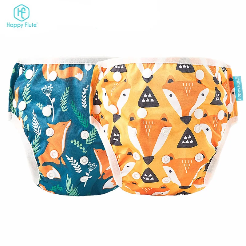 

Happyflute Baby Swim Nappy Summer Waterproof Swimwear Cloth Nappies Swimming Trunks Pool Pants 2 Pack, Colorful