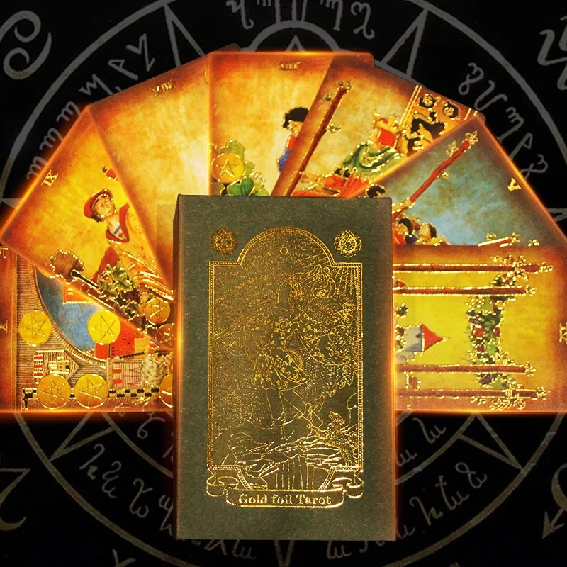 

New Arrival Gold Foil Tarot Cards Divination Custom Printing Tarot Cards Decks Wholesale Oracle Tarot Cards Box With Guidebook, Pic