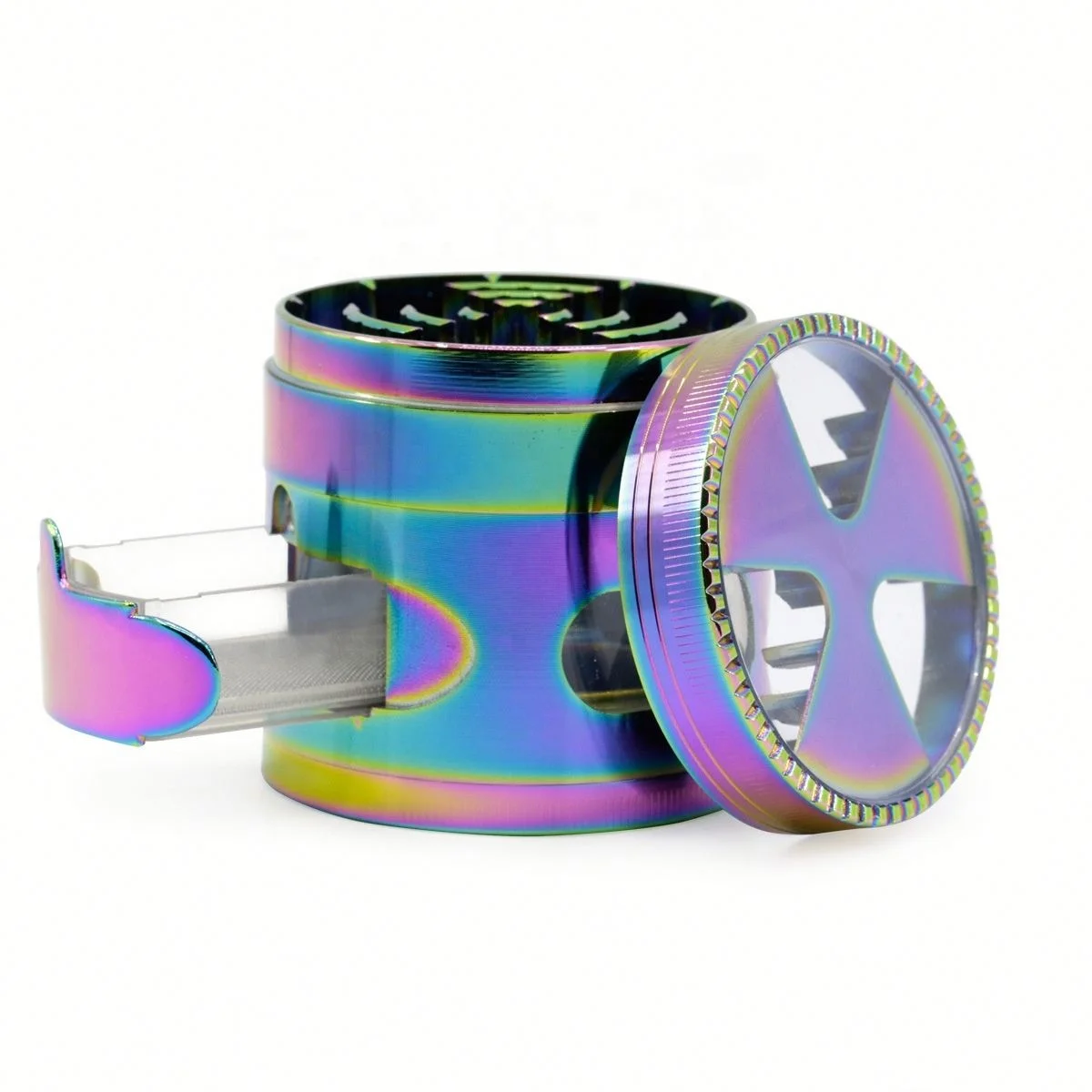 

3-piece Colorful Dry Herb Grinder Zinc Alloy Diameter 63MM Cigarette Grinder jhcentury, Picture