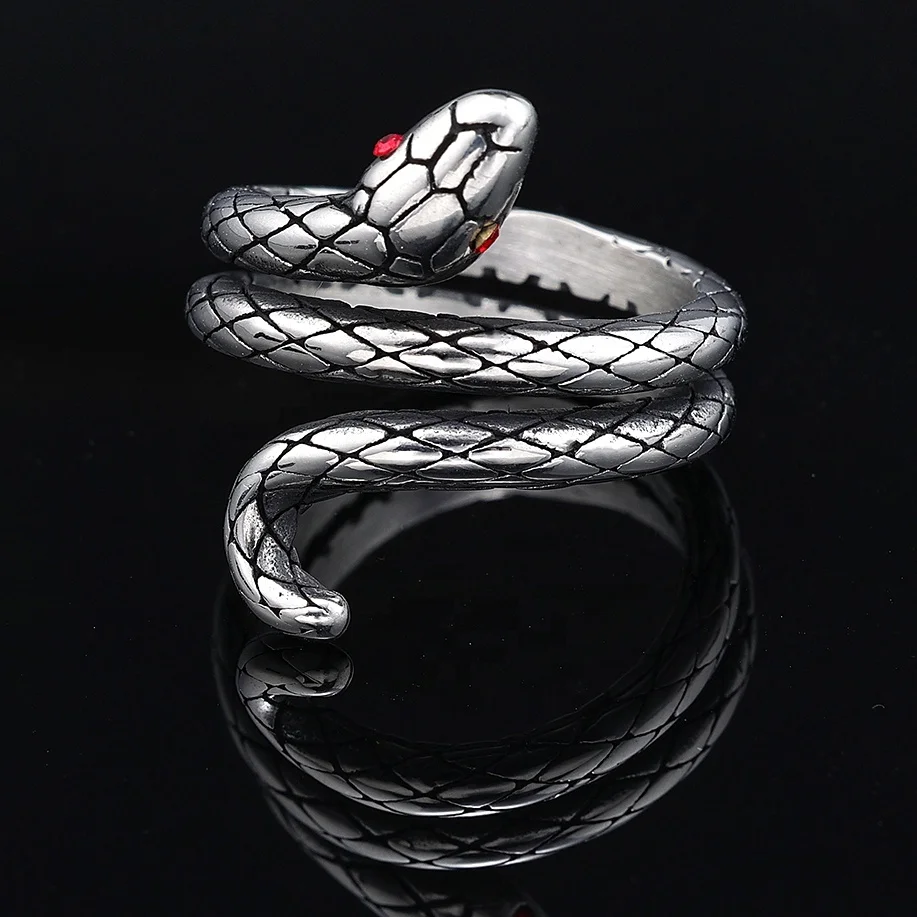 

HOT Punk Vintage Square Chunky Customized Fashion Snake Butterfly Finger Heart Stainless Steel Jewelry Women's Men's Rings