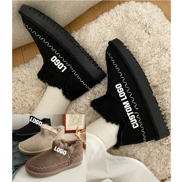 

Free Shipping Winter new wool mouth snow boots women's short boots plus velvet flat short cotton shoes, Requirement