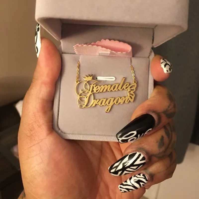 

Custom Cursive Name Necklace Personalised Gold Plated Stainless Steel 2 Names Plate Customized Jewelry Necklace