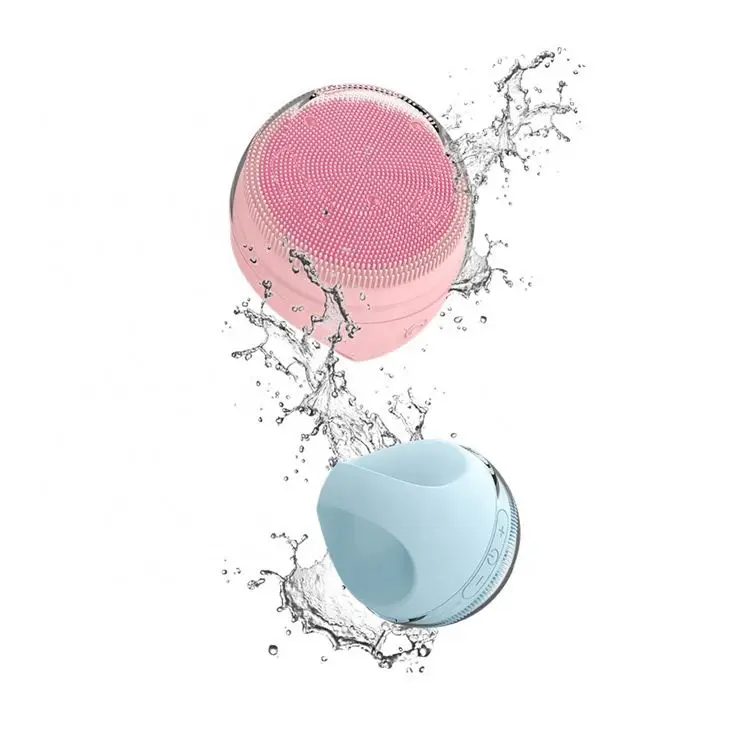 

Home use led light skin canre pore cleaner cepillos faciales silicone exfoliator face wash brush electric, Pink blue