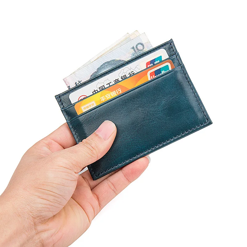 

2021 New fashion full grain leather handmade credit card holder, Customized color