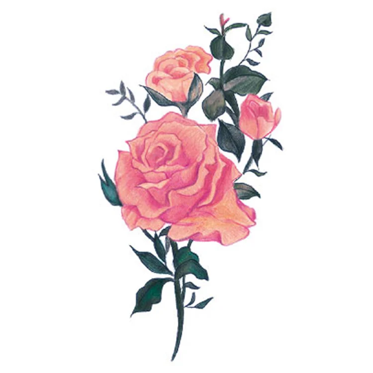 

Popular High Quality Water Transfer Temporary Flower Tattoo Sticker, Cmyk