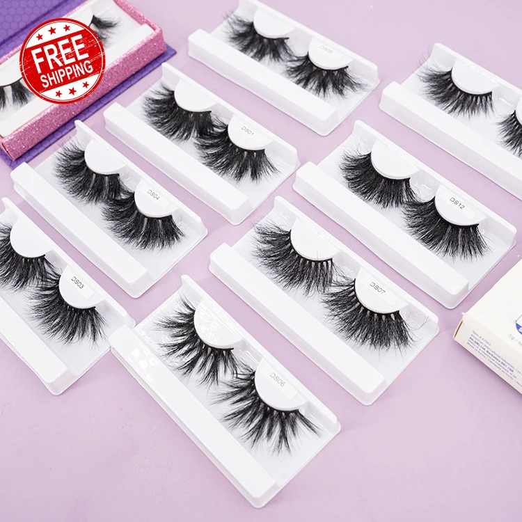 

Wholesale High Quality 25mm 5D Eyelash Private Label 100% Real Mink Fur Fake Eyelashes Vendor, Natural color