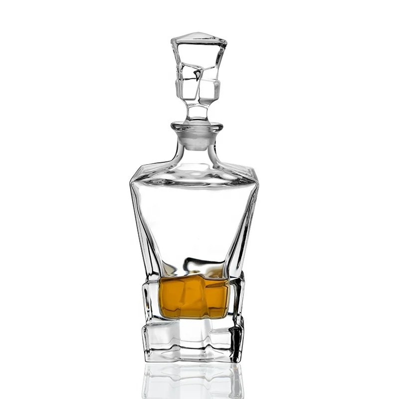 

N30 Unique shape decanter ice cube design crystal clear glass whiskey decanter bottle, Clear transparent