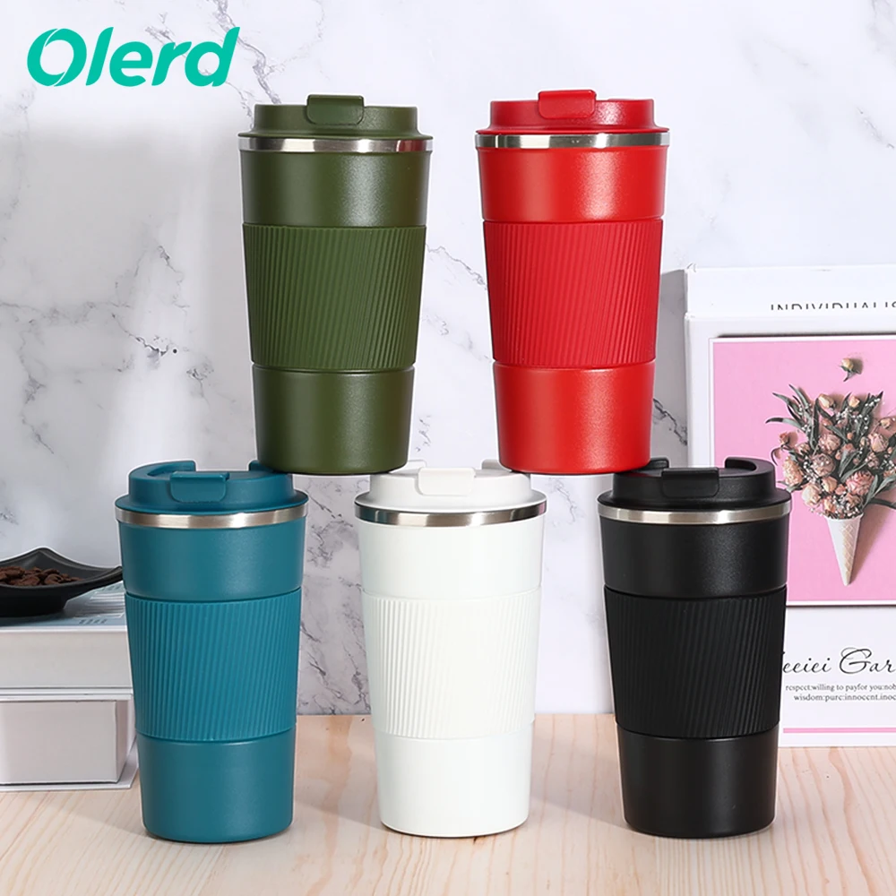 

OLERD 350ml Eco Friendly Double Wall Stainless Steel Tumbler Insulated Travel Coffee Mug Insulated Coffee Cup Silicone Case, Customized color acceptable