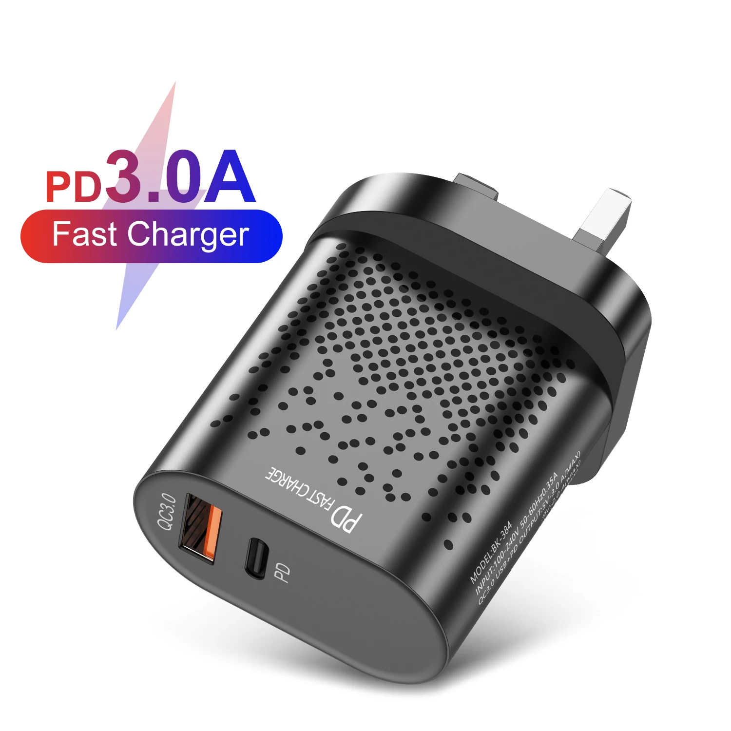

USLION PD+QC3.0 mobile phone charger EU US UK Plug USB adapter Wall Charger for iPhone for Huawei