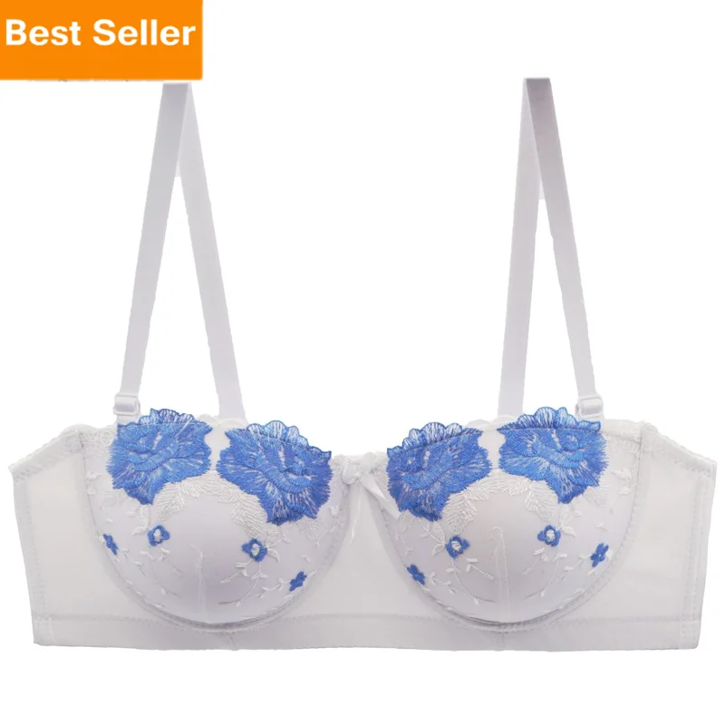 

Poyan High Quality Wireless Embroidery Soutien-Gorge Emboitant Women Breasted Fat L Plus Size Bra Women Seamless Sexy Bra, As picture