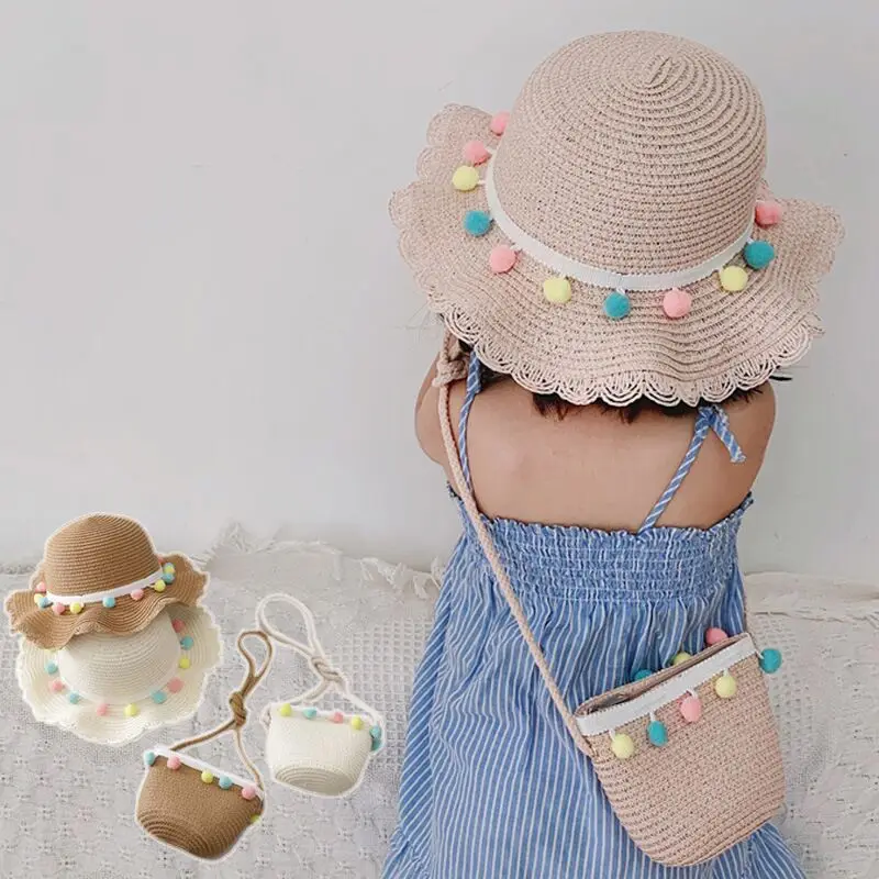 

2024 Wholesale Wide Brim Summer Kids Beach Sun Hat Children Girl Bucket Toddler Kids Straw Hat For Summer