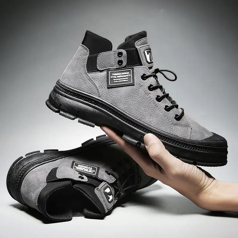 

Autumn winter new high ankle mens shoes boots outdoor shoes men casual, Optional