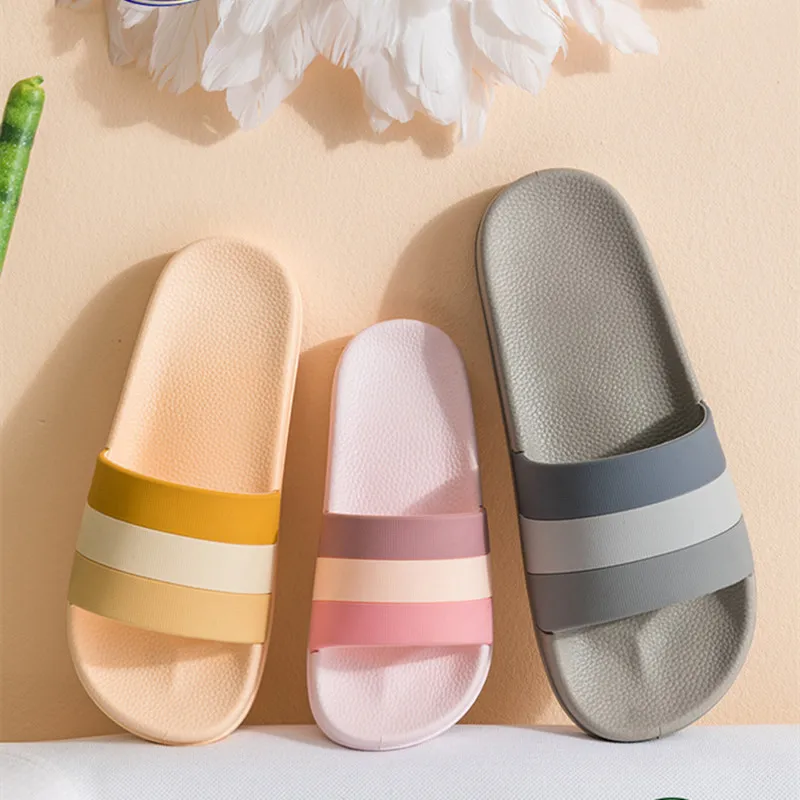 

Hot selling Women slippers indoor slides PVC sandles pure color house slides cheap ladies slippers fashion heel slippers, Pink/yellow/rice white