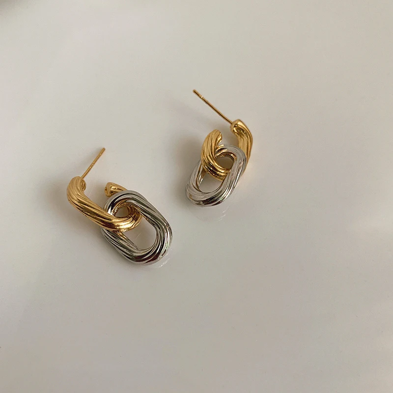 

Trendy Gold Silver Color Matching Earring Geometric U-Shaped Metal Chain Drop Earring Punk Women Girl Party Jewelry