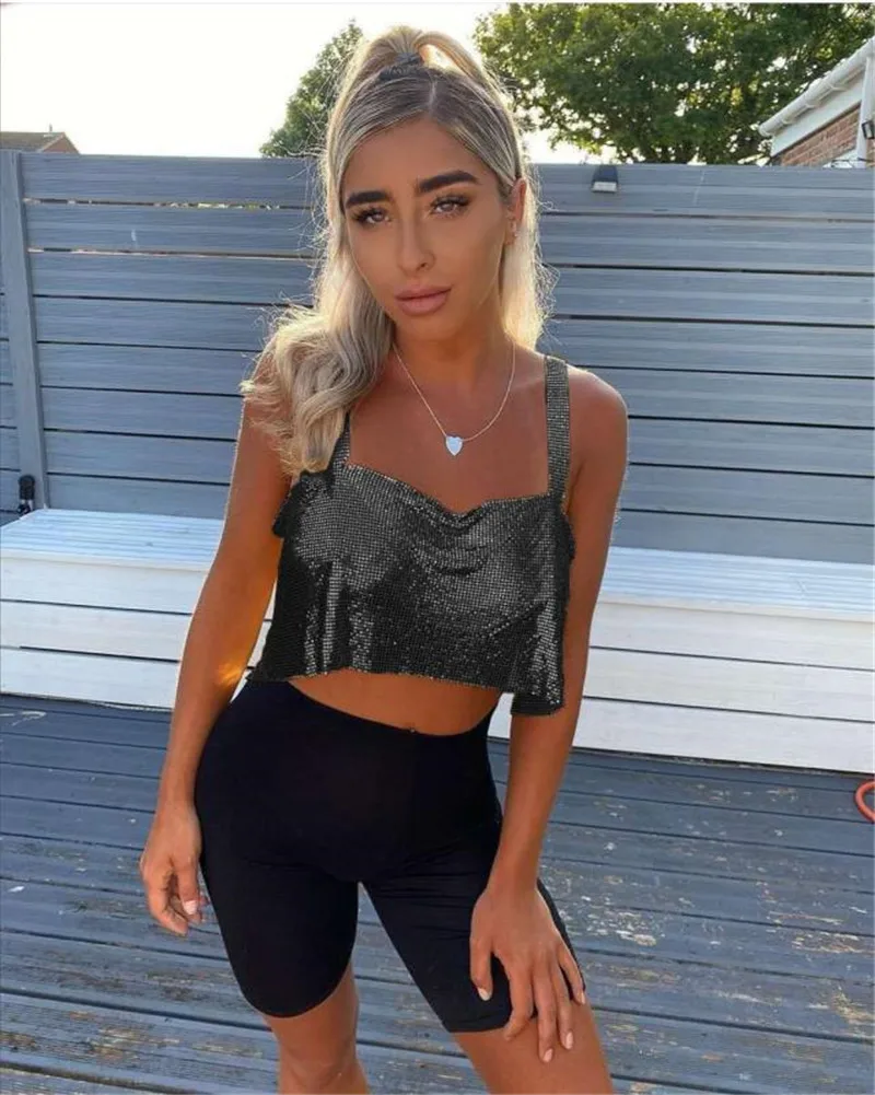 

Hot Sale Sexy Nightclub Halter Sequined Vest For Women, Picture color