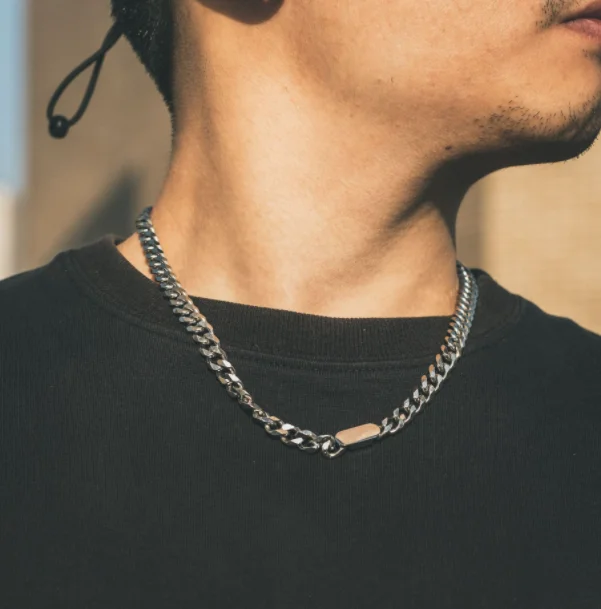 

Cuban thick chain silver necklace for men, Golden
