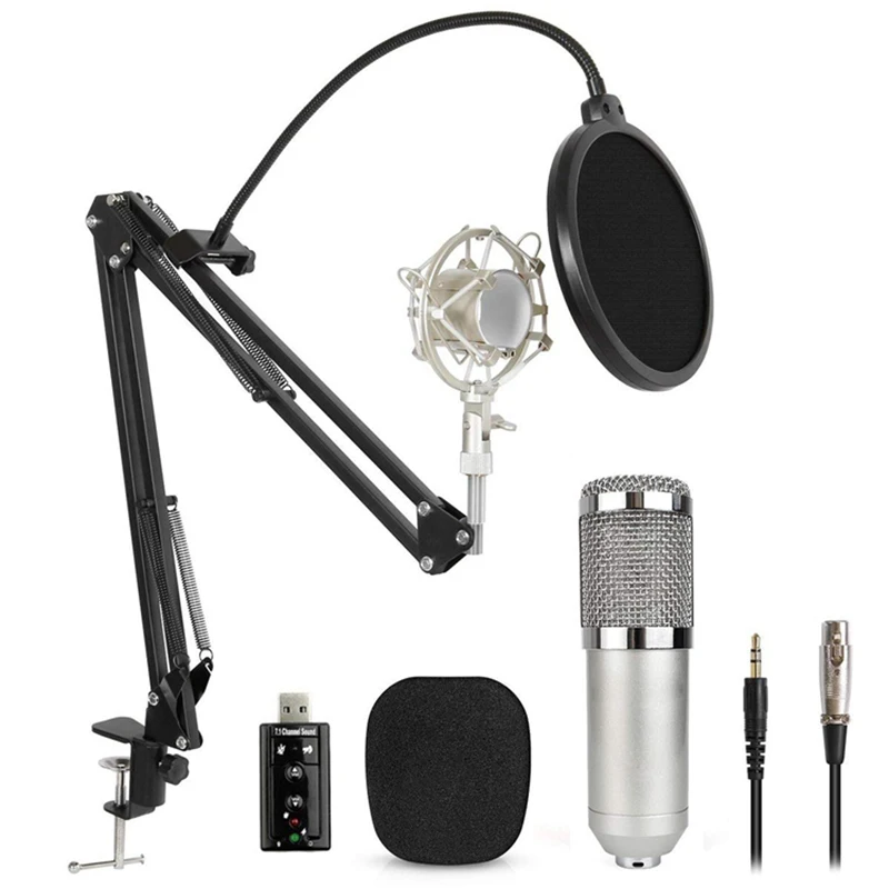 

BM-800 omnidirectional podcast studio recording electret condenser microphone pc professional set, Black/white/champagne/blue/pink