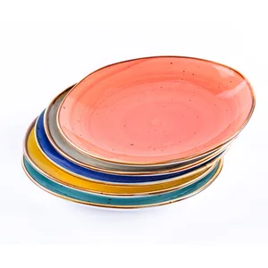 Image of New fancy design colorful ceramic porcelain crockery restaurant dinner assiette dishes plates for sale