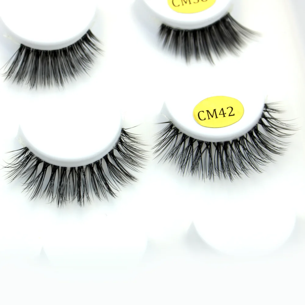 

Fluffy lashes 3d faux mink eyelashes synthetic fiber 3d faux mink strip eyelashes Invisivle Band Eyelash with Clear Band