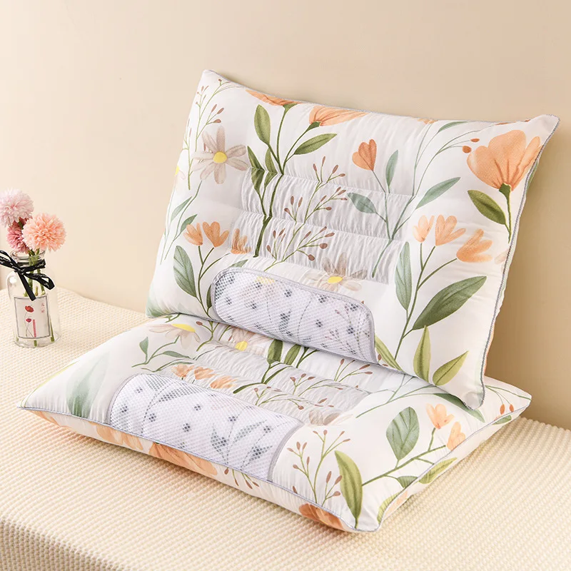 Pillows Help Sleep With Floral Patterns Domestic Home Health Neck Pillow Portable to Help Good Sleep Quality Gift for Parents