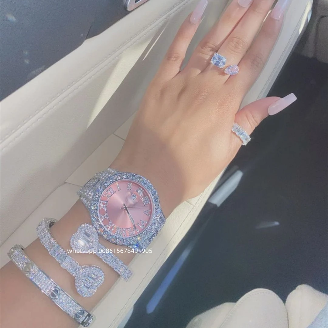 

Foxi Stainless Steel Luxury Wristwatches Hip Hop Jewelry Icy Diamond Quartz Watches for Men Women