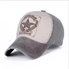 New fashion Washed cotton five star pattern print distressed baseball cap