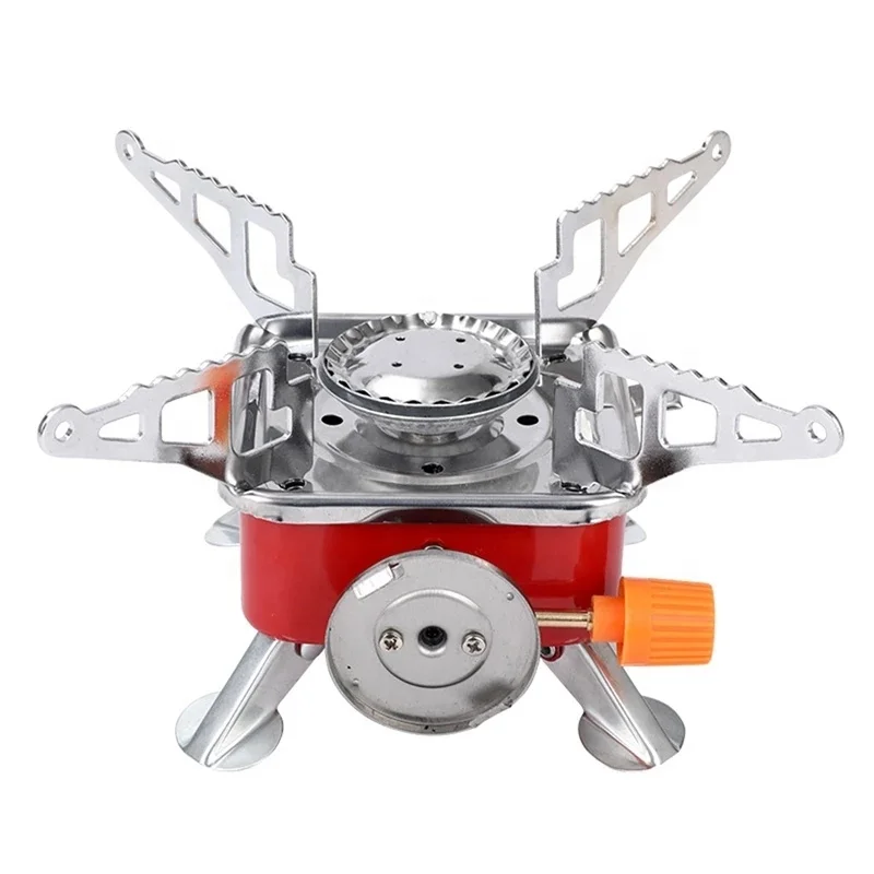 

TY Windproof Burner Camping Gas Stove Folding Stove Burners Outdoor Mini Portable Square Stove for Backpacking Hiking, Red