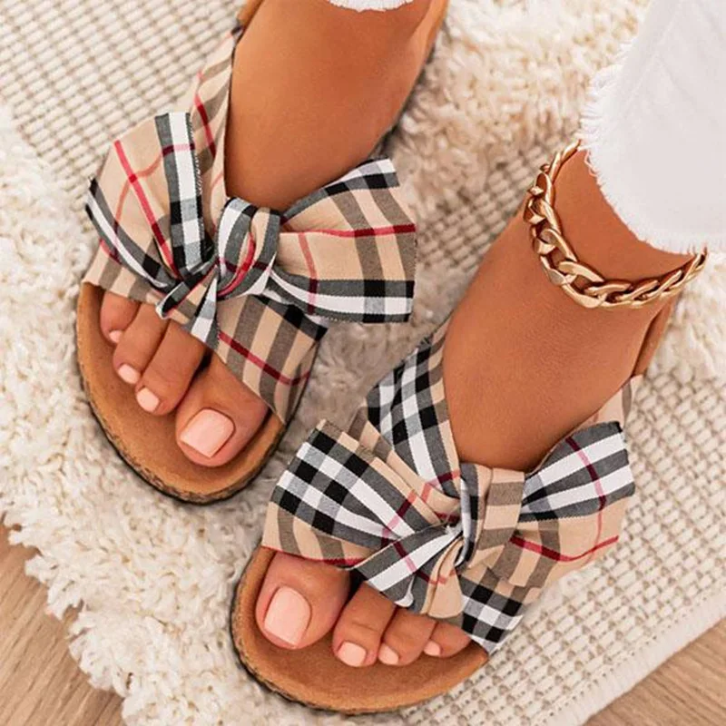 

Bow Slip On Gladiator Sandals Women Summer Footwear Flat Sandals Female Plus Size Shoes Woman Sandals For Women Beach Shoes, As pic