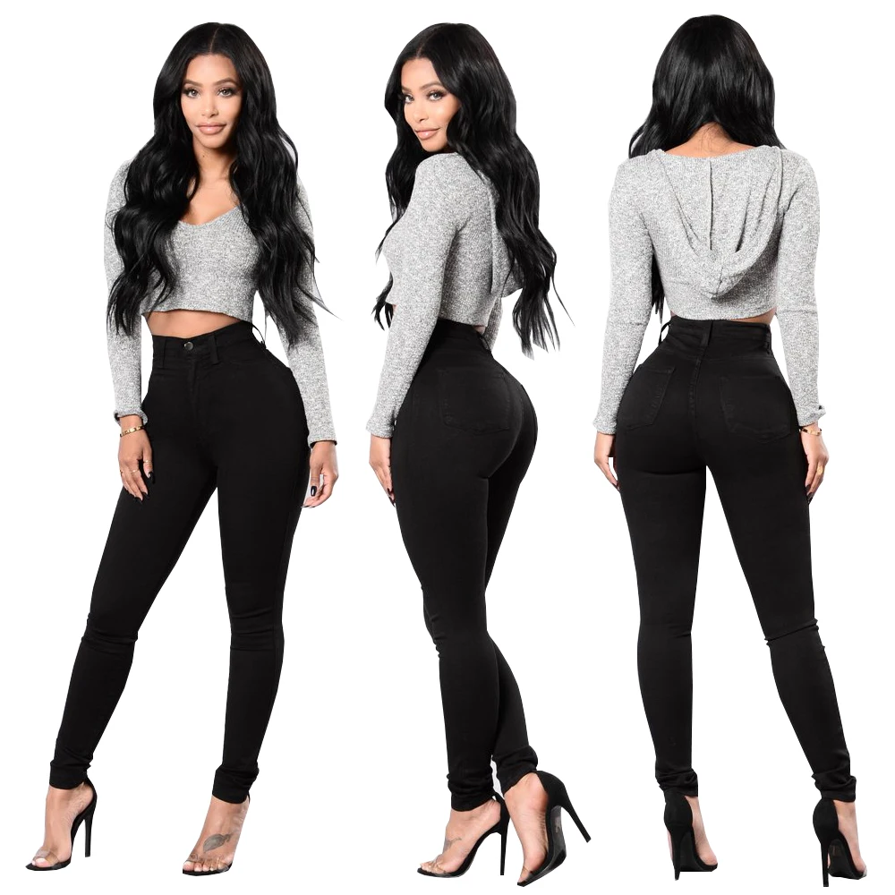 

2021 high waist jeans hot sale women's skinny jeans stretch hip high waist women's slim jeans, Customized color