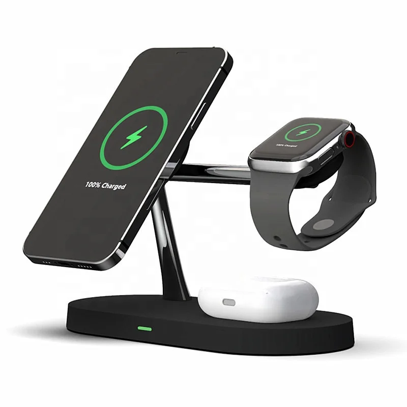 

Foreign trade Multifunctional five-in-one magnetic wireless charger watch headset desktop phone holder charger15WFast Charge
