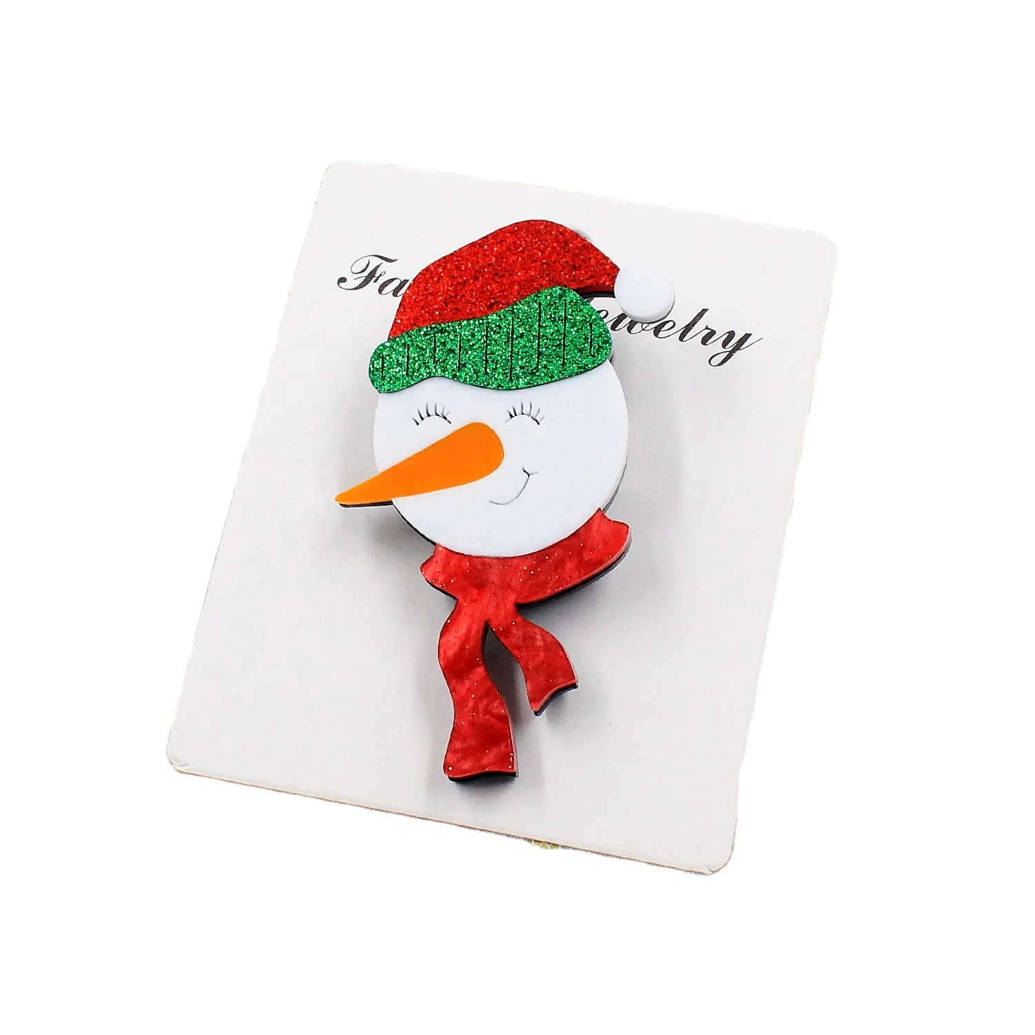 

BR103- Snowman Brooch Christmas Brooch (safety pin) Holiday Statements Acrylic Brooch, Picture