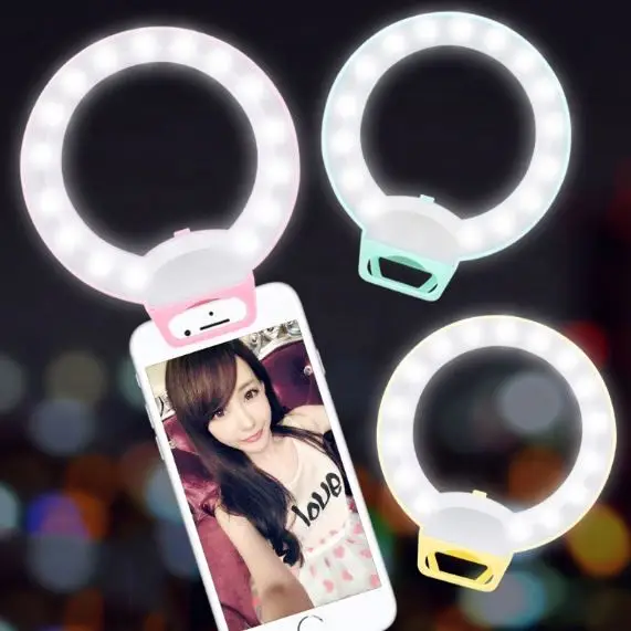 

led ring light phone holder Rechargeable Camera Selfie Ring Light Flash Mobile Cell Phone Sefie Fill LED Light with 3 modes