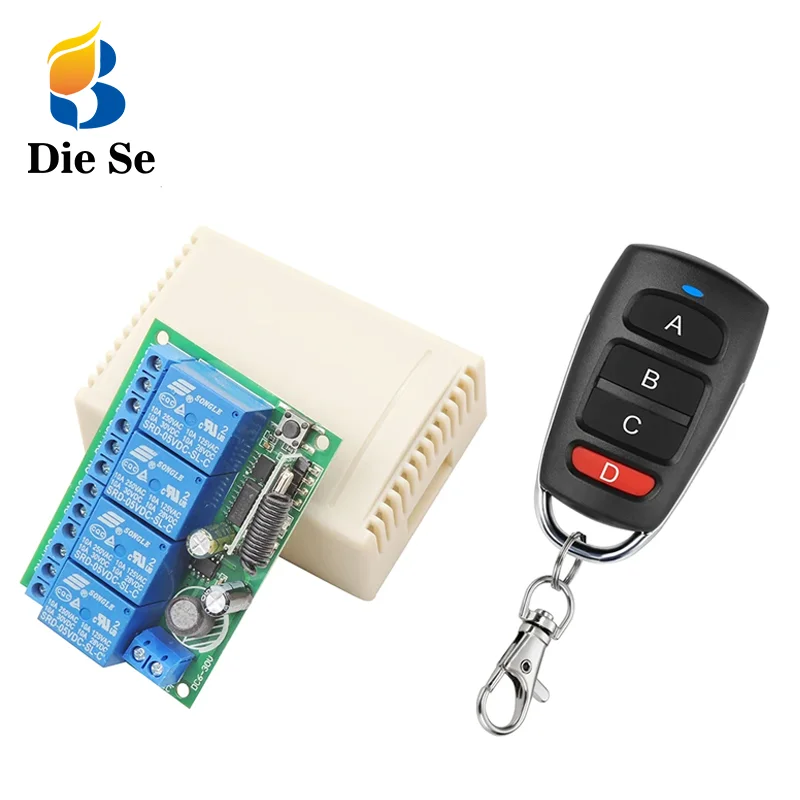 

DC 6-30V 4 Channel RF 433MHz Wireless Remote Control Switch Relay Receiver Module