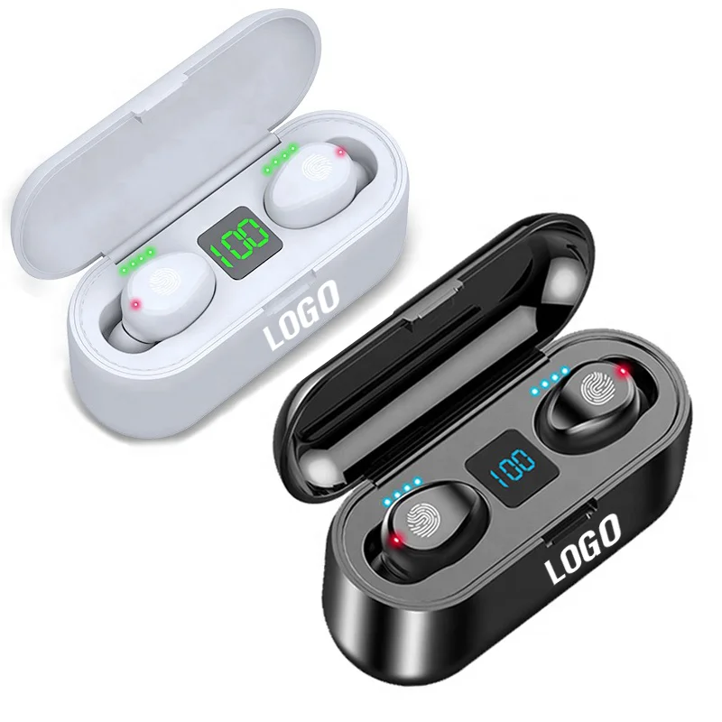 

2022 Hot selling F9-34 Wireless Earphone TWS Earbuds F9 2000mAh Battery LCD Display Headset With Power Bank