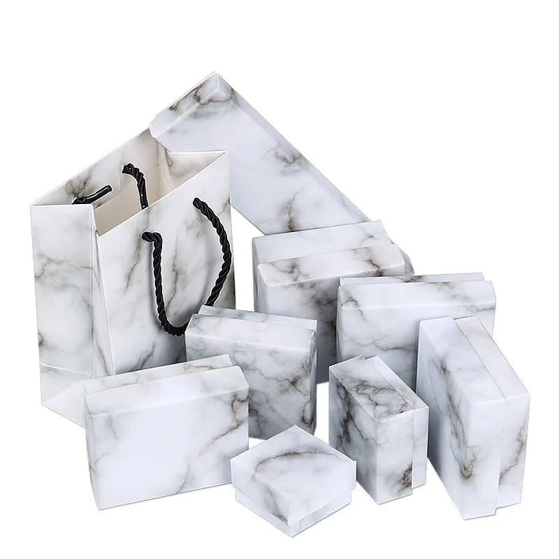 
PU Marble gift Necklace Pendant Bracelet Bangle Ring Jewelry Packaging Box Set box 