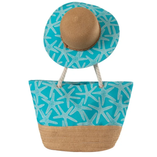

Best 2021 new design shoulder large size paper cotton beach bag and summer hat set canvas beach bagm straw beach bag