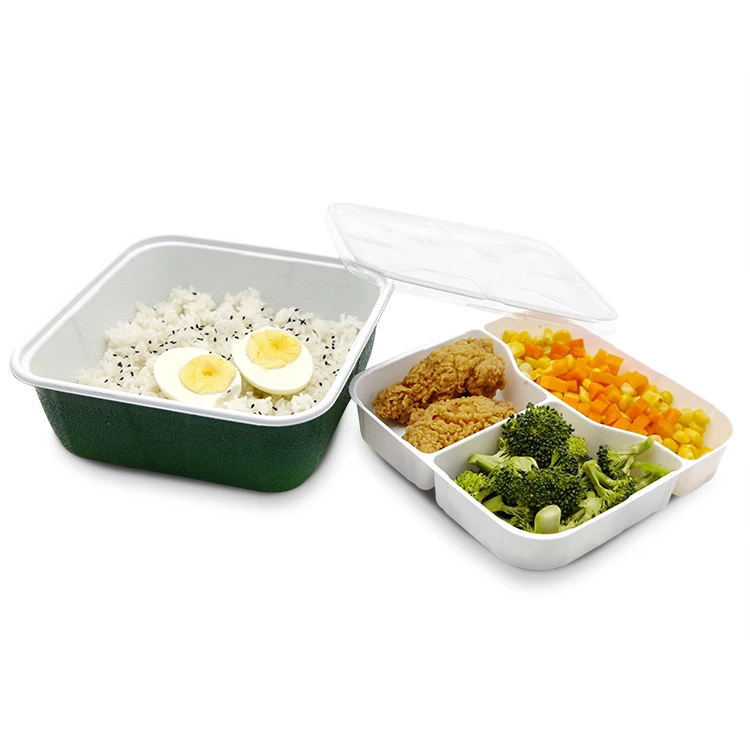 

Restaurant square 7 inch microwave safe snack disposable plastic divided food tray, Custom