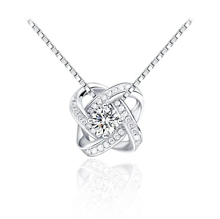 

Silver Jewelry 925 Sterling Four Leaf Clover Cubic Zirconia Lucky Pendant Necklace Gift for Her