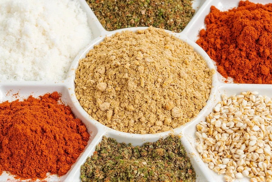 Bowl of chili powder next to measuring spoons