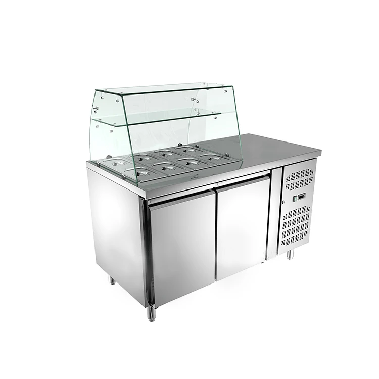 New Product Glass Showcase Refrigerated Salad Bar Equipment With 3 ...