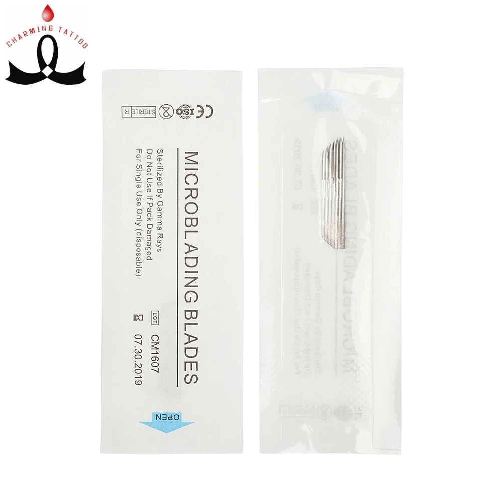 

High Quality Disposable Microblading Blade Sketch Blade 2 in 1 Double Rows For Eyebrow Tattoo Hand Tool, Silver