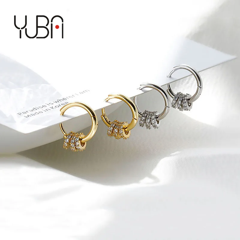 

Simple Gold Plated Diamond Small Circle Earrings Women Fashion Temperament Cubic Zirconia Hoop Earrings